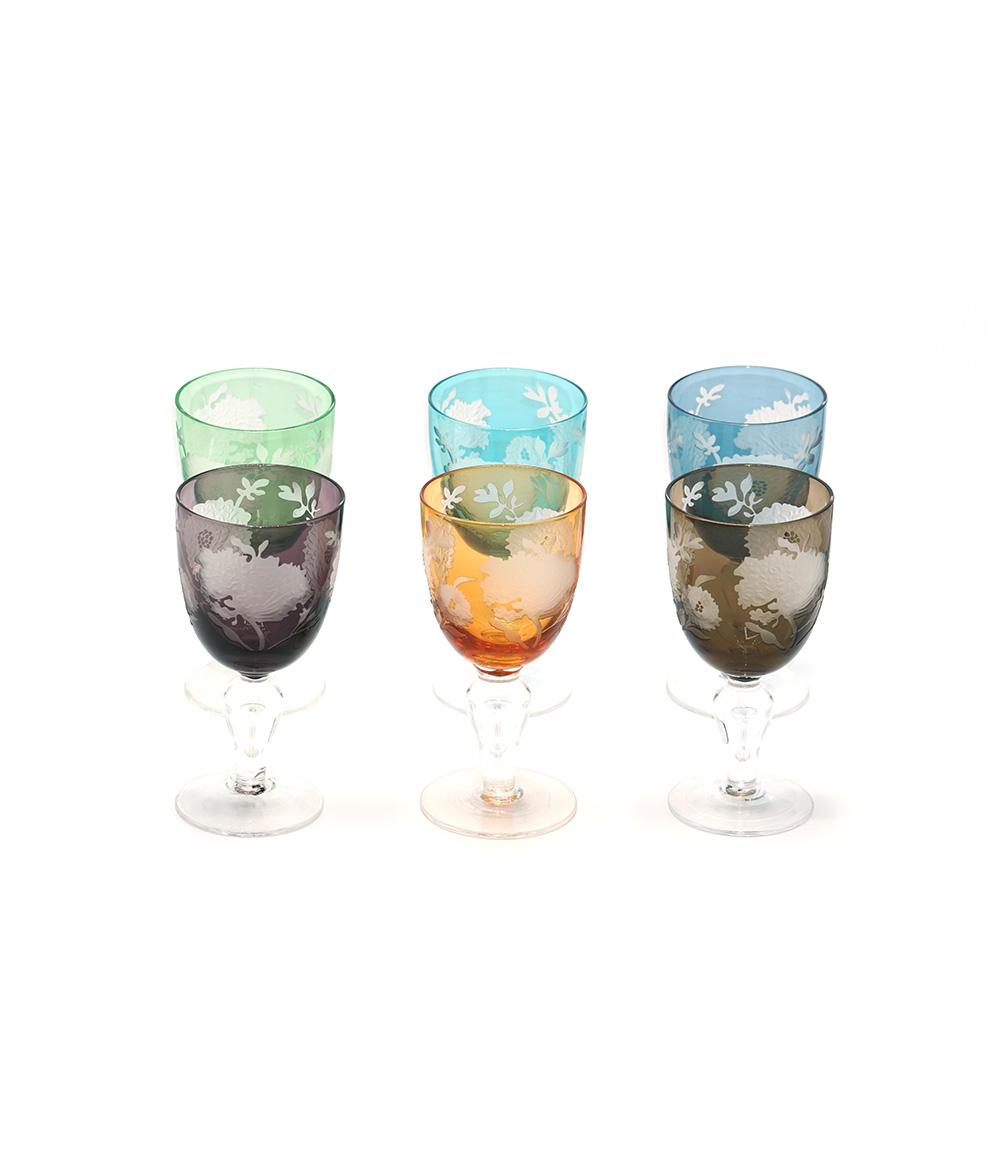 Wine Glass Peony Multicolour Set