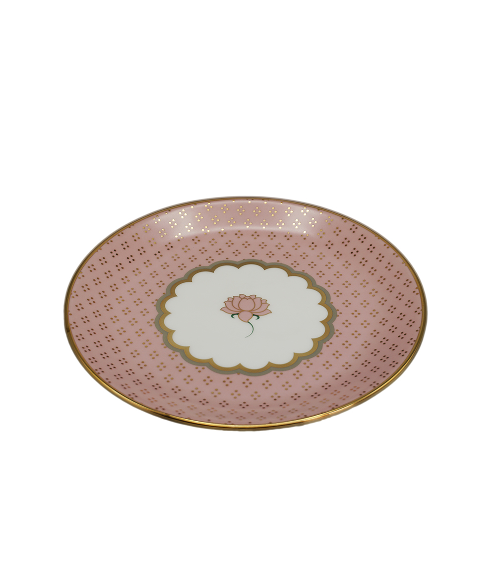 Snack Plate Pink Pichwai (Set Of 2)