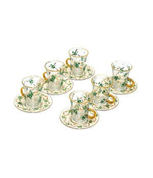 Tea Set with Golden Strips Green With