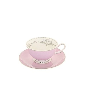 Miss Darcy Bird Teacup & Saucer Lavender And Silver