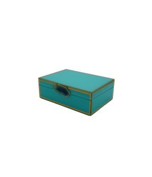 Decorative Box W/ AGATES, Turq